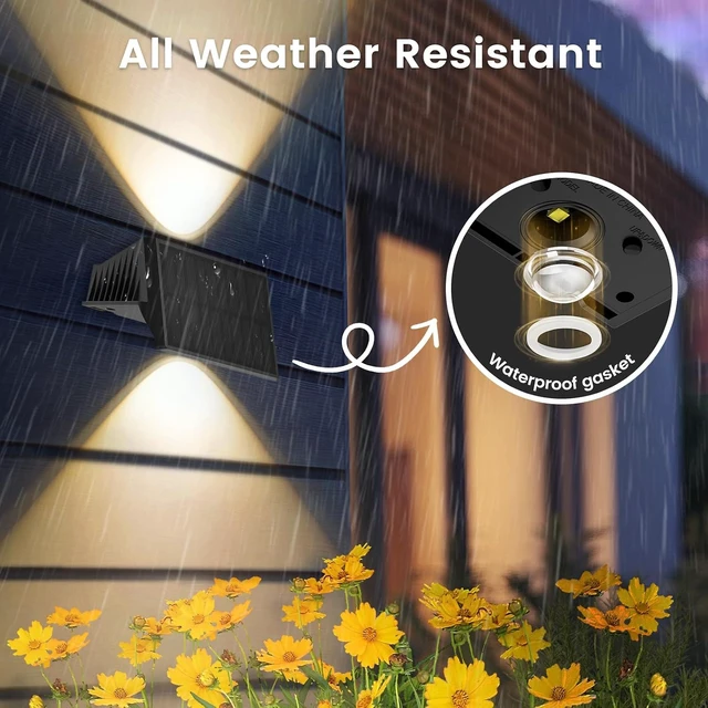 Alt view image 5 of 7 - Fence Lights Solar Powered, Multicolor Solar Wall Lights Outdoor Waterproof IP67, Up and Down Solar Fence Lights Outdoor Dusk to Dawn for Patio, Garden, Backyard, Porch, Pathway, Festival (8 Pack)