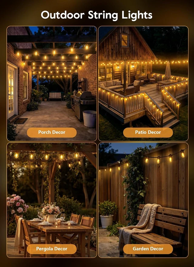 Alt view image 3 of 7 - Minetom 100FT Solar String Lights Outdoor Waterproof, S14 Patio Lights