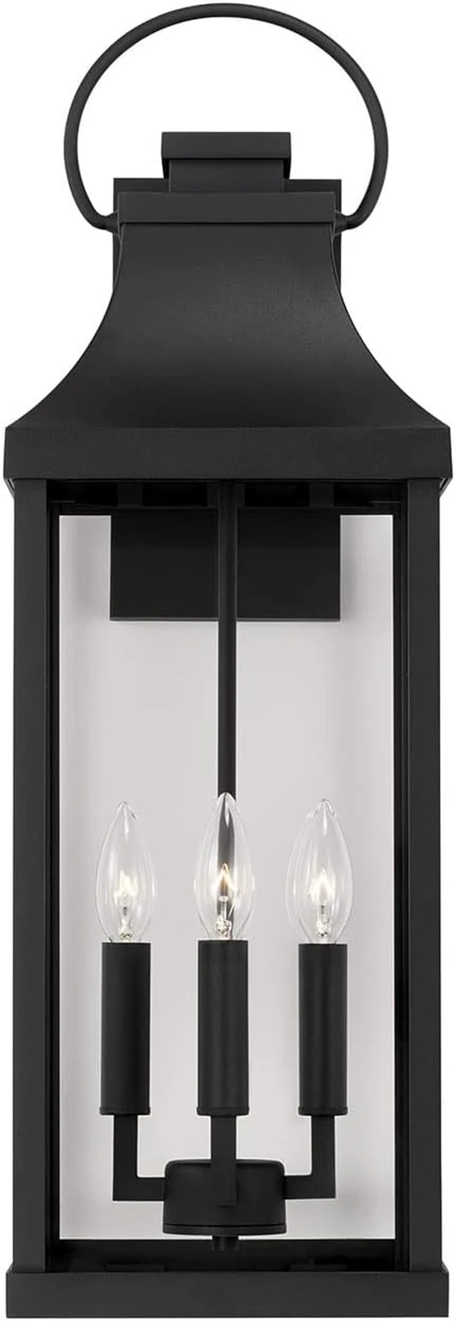 Alt view image 6 of 7 - Capital Lighting 946441BK Bradford Clear Glass Outdoor Wall Lantern, 4-Light 240 Total Watts, 27" H x 9" W, Black
