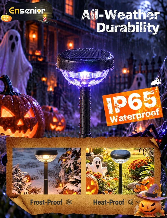 Alt view image 5 of 7 - Ensenior Color Changing Solar Lights Outdoor, 8 Pack, Unique Light Pattern