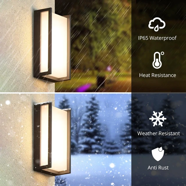 Alt view image 3 of 7 - wowlite Outdoor Porch Lights, 3CCT LED Wall Sconces, Matte Black, 2 Pack