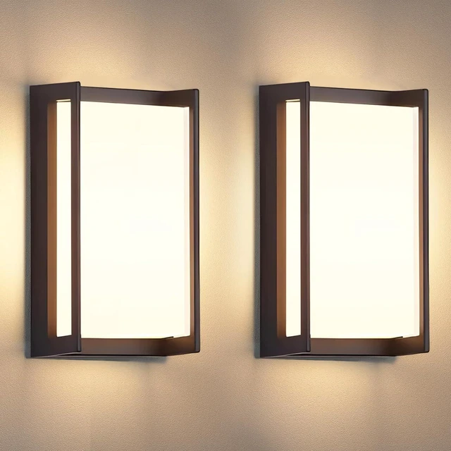 Main image of wowlite Outdoor Porch Lights, 3CCT LED Wall Sconces, Matte Black, 2 Pack
