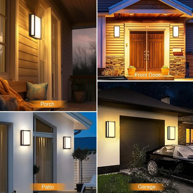 Alt view image 6 of 7 - wowlite Outdoor Porch Lights, 3CCT LED Wall Sconces, Matte Black, 2 Pack