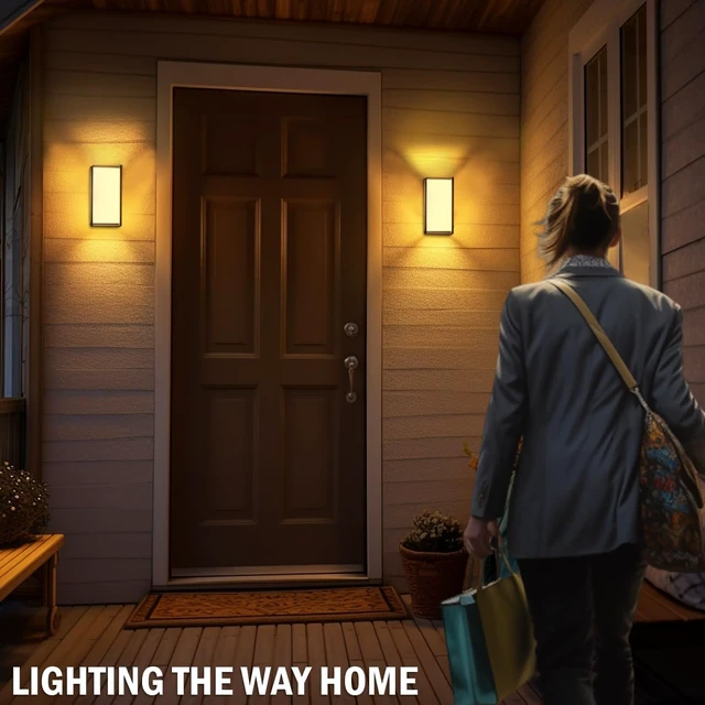 Alt view image 5 of 7 - wowlite Outdoor Porch Lights, 3CCT LED Wall Sconces, Matte Black, 2 Pack