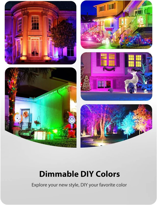 Alt view image 3 of 7 - Onforu 2 Pack LED RGBW Flood Lights Outdoor 70W, 2700K Warm White Dimmable Million Color Changing Floodlight Waterproof with Remote, DIY Stage Lights Uplighting Indoor for Party