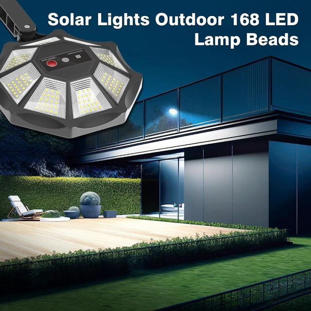 Alt view image 3 of 7 - OKPRO Solar Lights Outdoor, 168LED 6500K Flood Light Dusk to Dawn