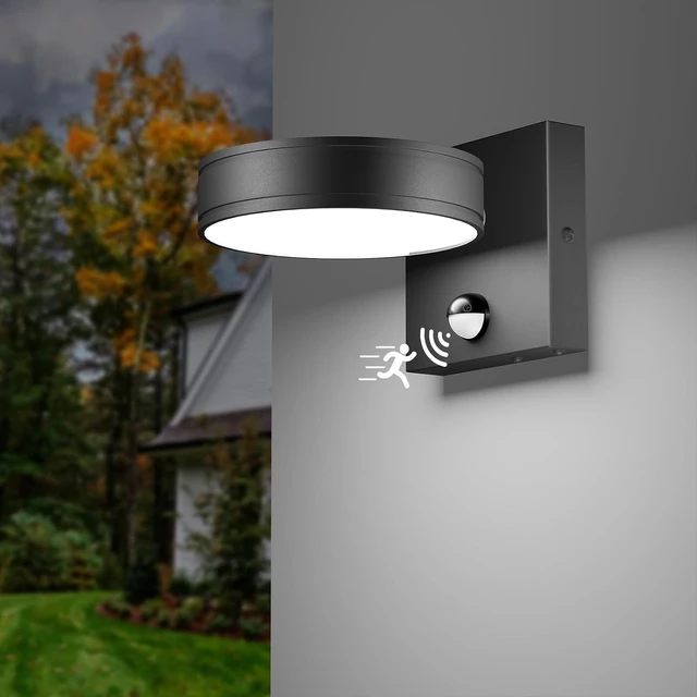 Main image of 360° Adjustable Motion Sensor Outdoor Wall Sconce, 1500LM Dimmable LED Frameless Solid Aluminum Light, Waterproof Exterior Lighting for Porch Garage Entryway Patio