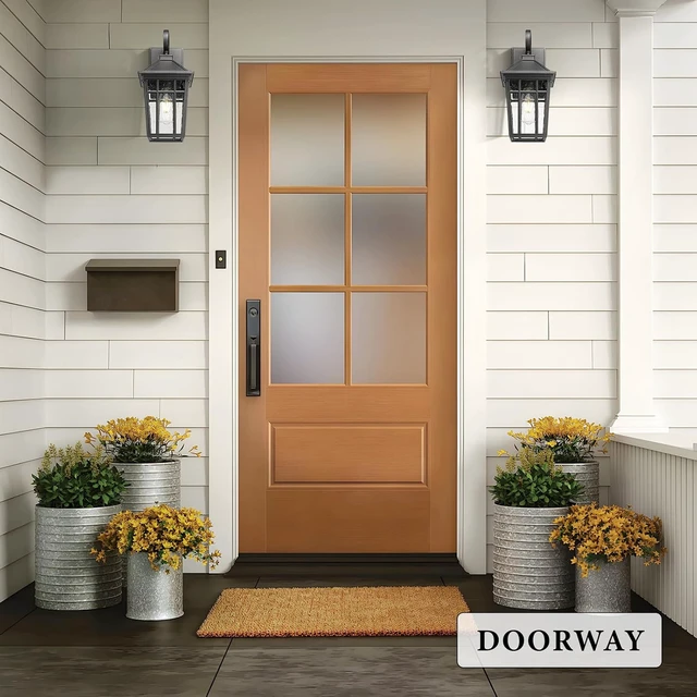 Alt view image 2 of 7 - Darkaway Outdoor Wall Lights for House, Exterior Lighting Fixtures Wall Mount Outdoor Porch Lights Waterproof Black Outdoor Sconce Lights with Seeded Glass for Patio Hallway Garage
