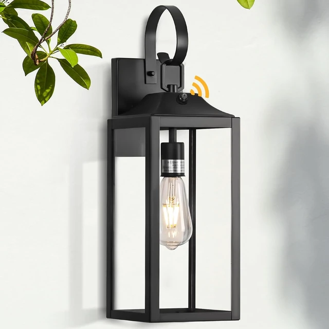 Main image of 19" Large Black Dusk to Dawn Outdoor Wall Lantern Porch Light Outdoor