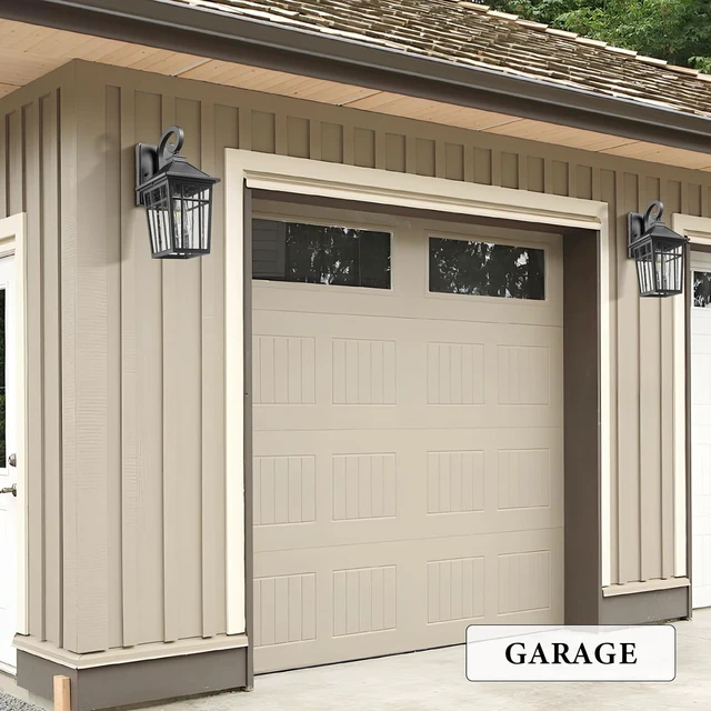 Alt view image 7 of 7 - Darkaway Outdoor Wall Lights for House, Exterior Lighting Fixtures Wall Mount Outdoor Porch Lights Waterproof Black Outdoor Sconce Lights with Seeded Glass for Patio Hallway Garage