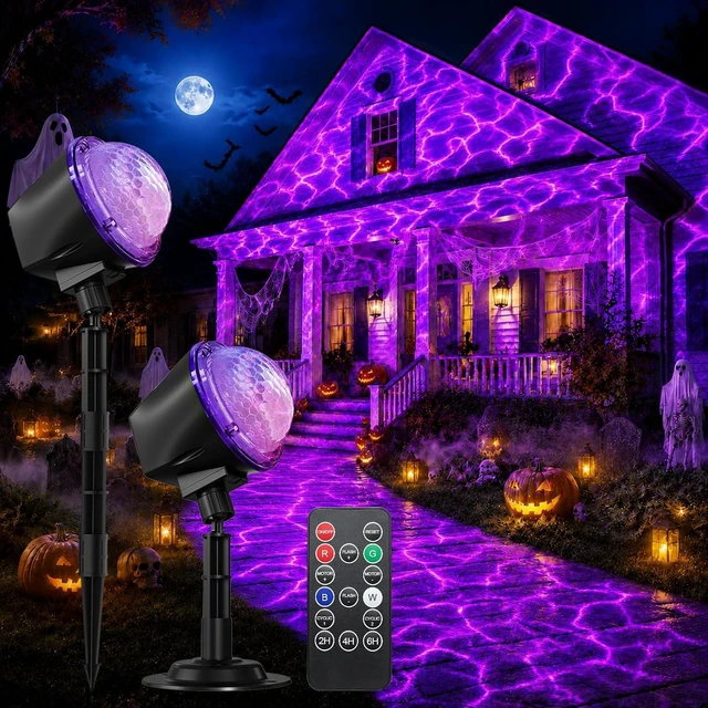 Main image of (2 Pack) Halloween Projector Lights Outdoor, Dynamic RGBW 15 Colors Ocean Wave Projector Light with Remote & Timer, IP65 Waterproof Outdoor Projector for Halloween Christmas Party Yard Decorations
