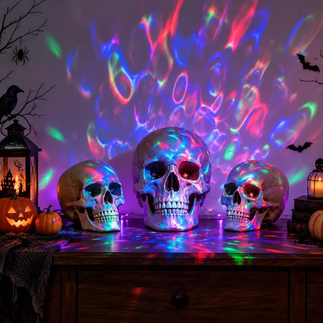 Alt view image 6 of 7 - (2 Pack) Halloween Projector Lights Outdoor, Dynamic RGBW 15 Colors Ocean Wave Projector Light with Remote & Timer, IP65 Waterproof Outdoor Projector for Halloween Christmas Party Yard Decorations