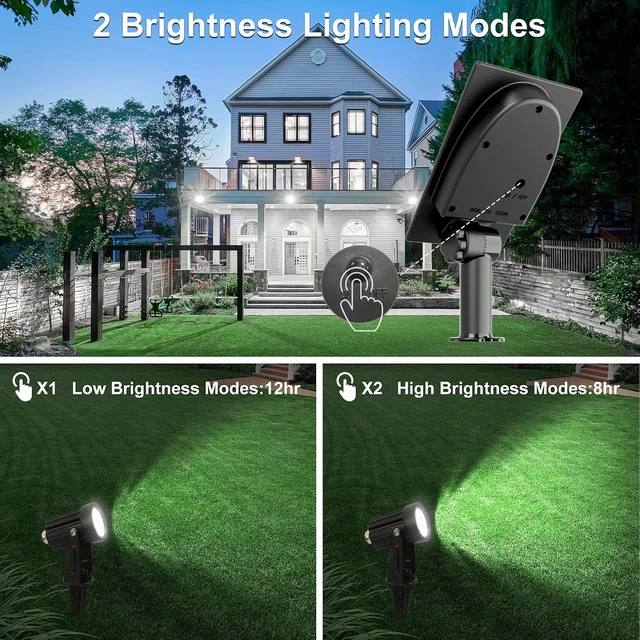 Alt view image 5 of 7 - Solar Spot Lights Outdoor, Solar Landscape Spotlights IP65 Waterproof 9.8ft Cable,Auto On/Off Outdoor Wall Lights for Garden Yard Driveway Porch Walkway Pool (6000K White)