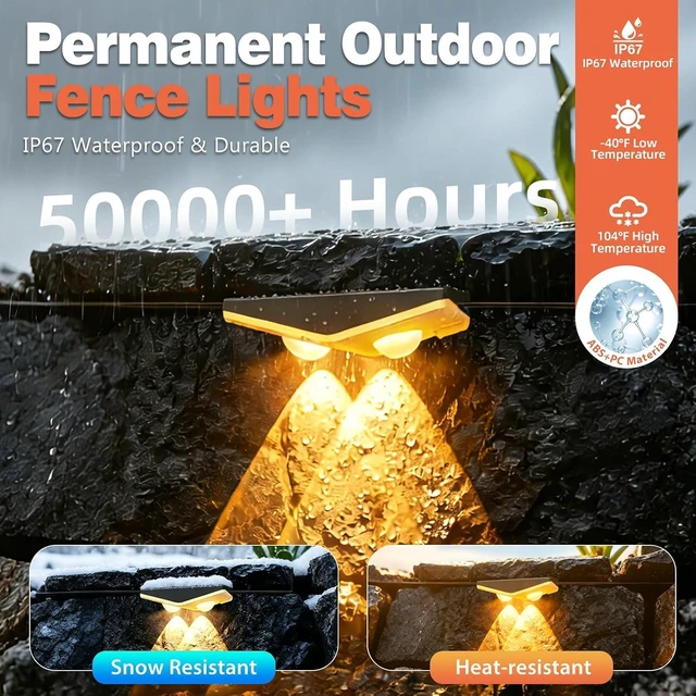 Alt view image 6 of 7 - Outdoor Fence Lights Plug in, 50FT RGBIC LED Fence Lights, App & Remote Control, 100 Scene Modes, IP67 Waterproof Outdoor Lights for Backyard, Patio, Deck - Brighter Than Solar Lights