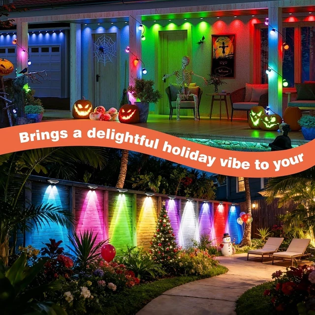 Alt view image 7 of 7 - Outdoor Fence Lights Plug in, 50FT RGBIC LED Fence Lights, App & Remote Control, 100 Scene Modes, IP67 Waterproof Outdoor Lights for Backyard, Patio, Deck - Brighter Than Solar Lights