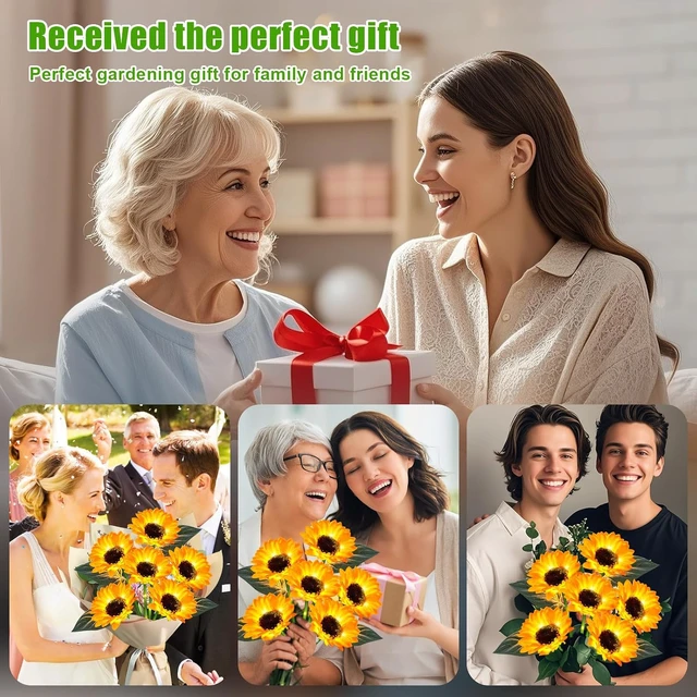 Alt view image 7 of 7 - ostritec Solar Lights Outdoor Garden Decor 4 Pack, 24 Sunflower, Waterproof