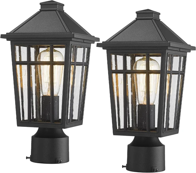 Main image of Darkaway Outdoor Post Lights Lamp Post Light Fixture, Waterproof Aluminum Housing with Glass, Fence Post Deck Lighting for Garden, Patio, Pathway (2 Pack, Black)
