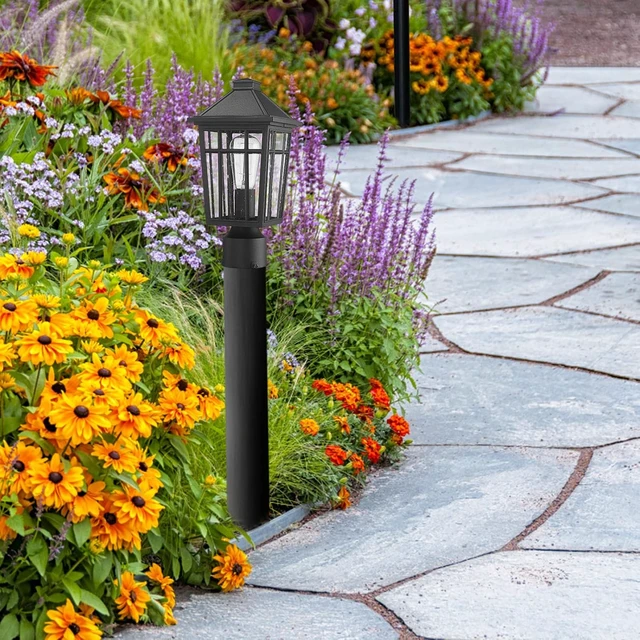 Alt view image 6 of 7 - Darkaway Outdoor Post Lights Lamp Post Light Fixture, Waterproof Aluminum Housing with Glass, Fence Post Deck Lighting for Garden, Patio, Pathway (2 Pack, Black)