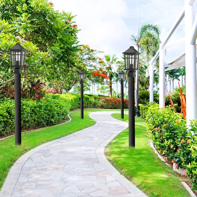 Alt view image 7 of 7 - Darkaway Outdoor Post Lights Lamp Post Light Fixture, Waterproof Aluminum Housing with Glass, Fence Post Deck Lighting for Garden, Patio, Pathway (2 Pack, Black)