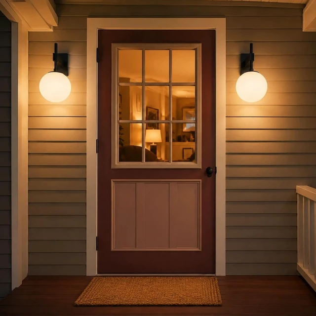 Alt view image 2 of 7 - Hyunbae Modern Globe Outdoor Wall Sconce, 18.1" Large Black Porch Lights