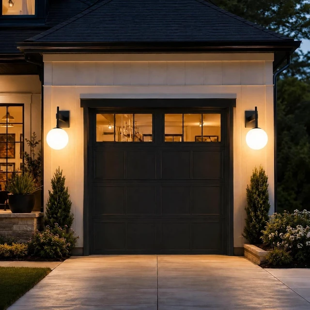Alt view image 3 of 7 - Hyunbae Modern Globe Outdoor Wall Sconce, 18.1" Large Black Porch Lights
