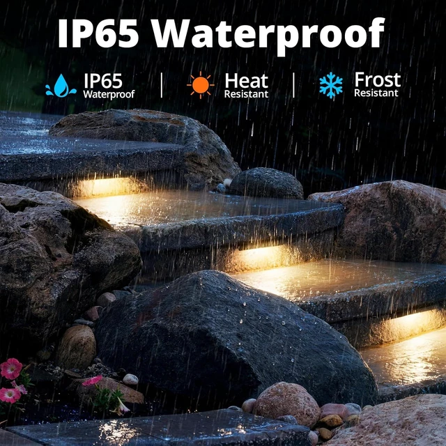 Alt view image 4 of 7 - GKOLED 8 Pack 6.8 Inches LED Hardscape Lights, Low Voltage Retaining Wall Light Waterproof, 12V AC/DC Landscape Lighting, 1.5W 2700K, Classic Step Lights Outdoor, Die-cast Aluminum Housing
