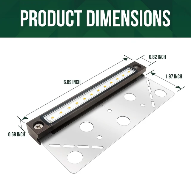 Alt view image 5 of 7 - GKOLED 8 Pack 6.8 Inches LED Hardscape Lights, Low Voltage Retaining Wall Light Waterproof, 12V AC/DC Landscape Lighting, 1.5W 2700K, Classic Step Lights Outdoor, Die-cast Aluminum Housing