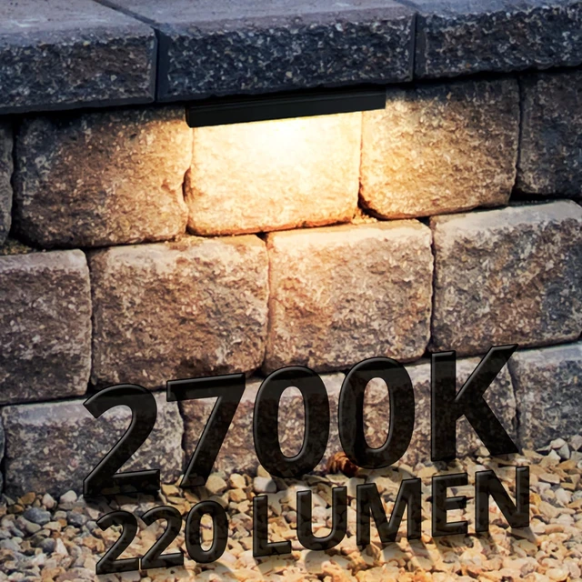 Alt view image 7 of 7 - GKOLED 8 Pack 6.8 Inches LED Hardscape Lights, Low Voltage Retaining Wall Light Waterproof, 12V AC/DC Landscape Lighting, 1.5W 2700K, Classic Step Lights Outdoor, Die-cast Aluminum Housing