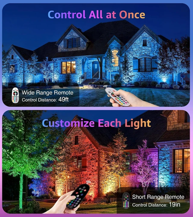 Alt view image 3 of 7 - SUNVIE RGBW Halloween Spotlights Outdoor 12W LED Plug in Landscape Lights