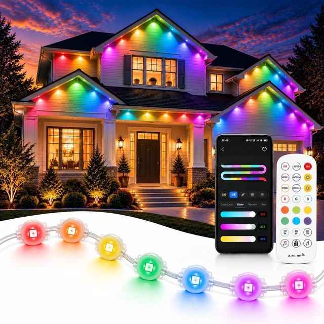 Main image of Permanent Outdoor Lights, 250FT RGB + IC Smart Christmas Eave Lights