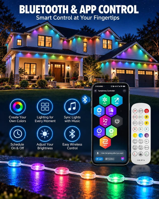 Alt view image 3 of 7 - Permanent Outdoor Lights, 250FT RGB + IC Smart Christmas Eave Lights