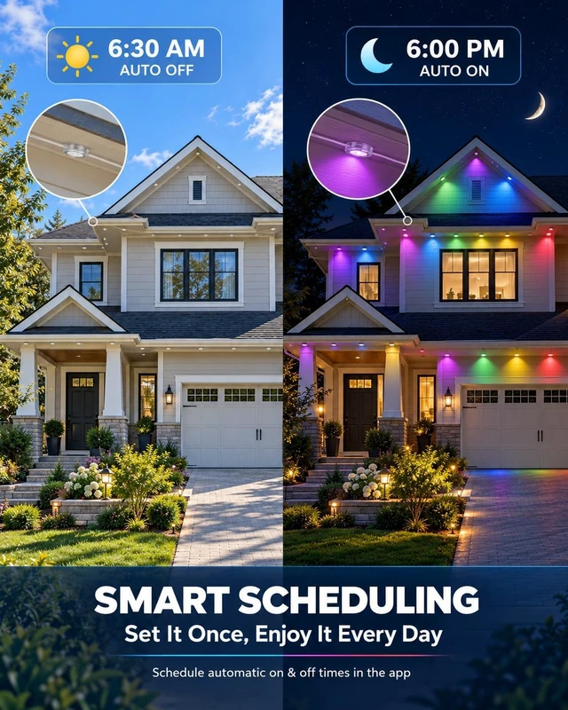 Alt view image 5 of 7 - Permanent Outdoor Lights, 250FT RGB + IC Smart Christmas Eave Lights