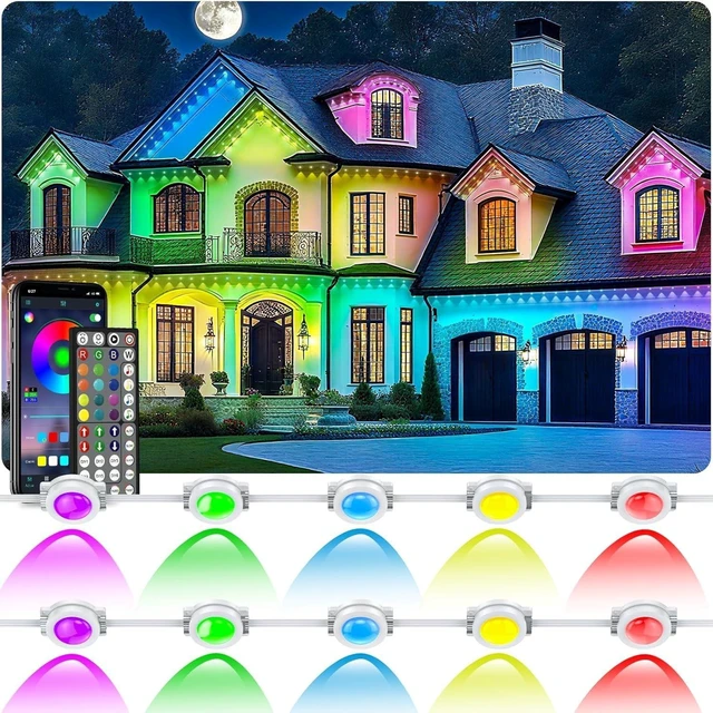 Main image of CETELUMA 400FT Permanent Outdoor Lights for House Waterproof, IP67 LED Eave Lights with App/Remote Control, Outdoor Permanent led Lighting for House Roof Decor, Christmas, Party