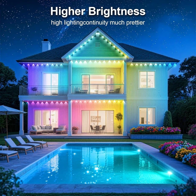 Alt view image 4 of 7 - CETELUMA 400FT Permanent Outdoor Lights for House Waterproof, IP67 LED Eave Lights with App/Remote Control, Outdoor Permanent led Lighting for House Roof Decor, Christmas, Party