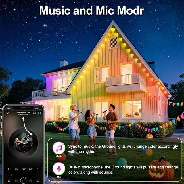 Alt view image 5 of 7 - CETELUMA 400FT Permanent Outdoor Lights for House Waterproof, IP67 LED Eave Lights with App/Remote Control, Outdoor Permanent led Lighting for House Roof Decor, Christmas, Party