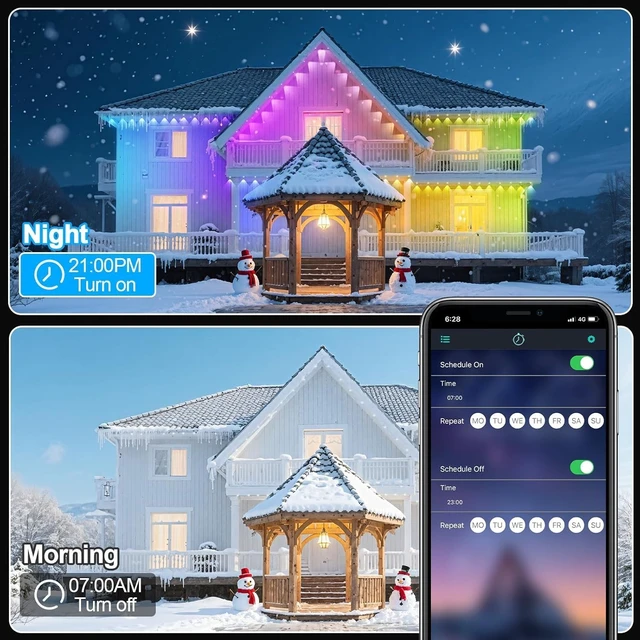 Alt view image 6 of 7 - CETELUMA 400FT Permanent Outdoor Lights for House Waterproof, IP67 LED Eave Lights with App/Remote Control, Outdoor Permanent led Lighting for House Roof Decor, Christmas, Party