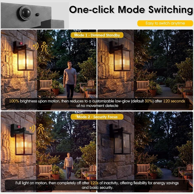 Alt view image 4 of 7 - 2-Pack Motion Sensor Wall Light, Dusk to Dawn Outdoor Porch Light