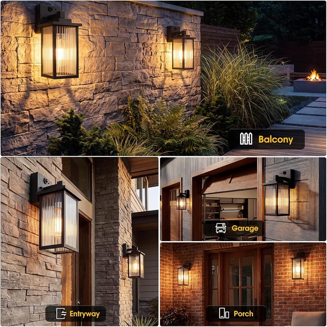 Alt view image 6 of 7 - 2-Pack Motion Sensor Wall Light, Dusk to Dawn Outdoor Porch Light