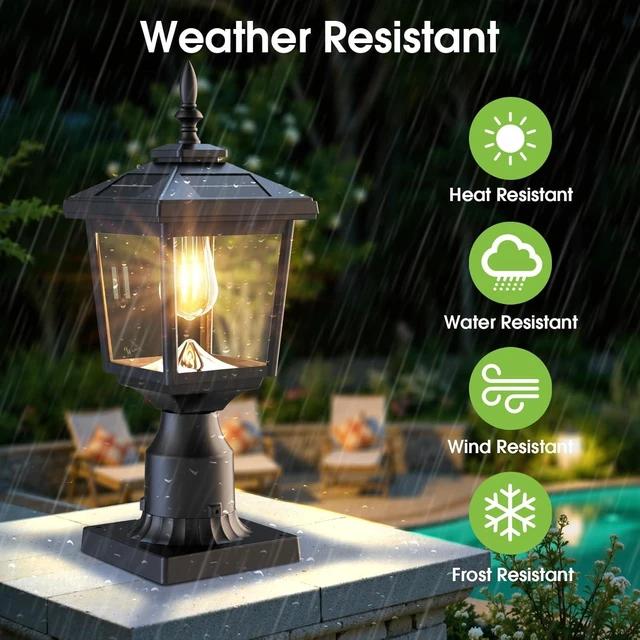 Alt view image 5 of 7 - Greluna Solar Post Light Outdoor, 60 Lumens Dusk to Dawn Lamp Post Light, Solar Powered & Waterproof, Fits 6x6 Wooden Posts, 3 Inch Poles, for Garden, Pathway, Driveway, Fence & YardWarm White
