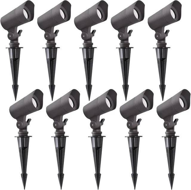 Main image of E ENERGETIC LIGHTING LED Landscape Lights with Connectors, 12V Low Voltage, Warm White 3000k, 4W, 175LM, Outdoor Waterproof Garden Pathway Lights Wall Tree Flag Spotlights with Spike Stand, 10 Pack