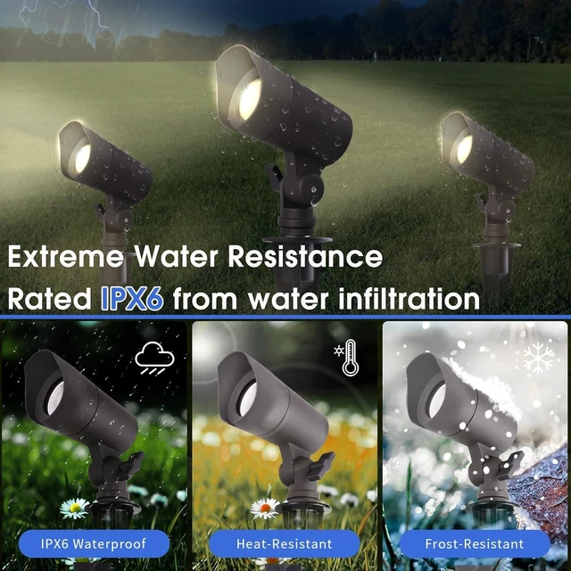 Alt view image 7 of 7 - E ENERGETIC LIGHTING LED Landscape Lights with Connectors, 12V Low Voltage, Warm White 3000k, 4W, 175LM, Outdoor Waterproof Garden Pathway Lights Wall Tree Flag Spotlights with Spike Stand, 10 Pack