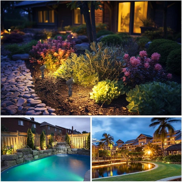 Alt view image 6 of 7 - E ENERGETIC LIGHTING LED Landscape Lights with Connectors, 12V Low Voltage, Warm White 3000k, 4W, 175LM, Outdoor Waterproof Garden Pathway Lights Wall Tree Flag Spotlights with Spike Stand, 10 Pack