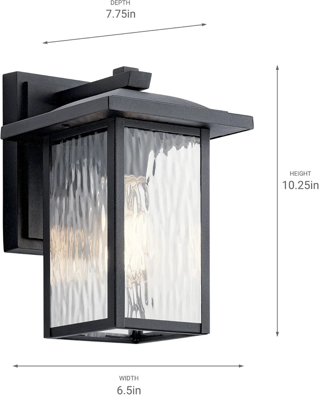 Alt view image 7 of 7 - Kichler Capanna 10.25" Outdoor Wall Light, Black, 49924BKT