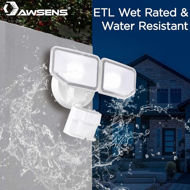 Alt view image 2 of 7 - 40W LED Security Lights Motion Sensor Light Outdoor, 180 Degree, 4000 LM, 5000 K, ETL Water Resistant, Clear 2 Head Motion Detector Flood Light for Garage, Yard (White)