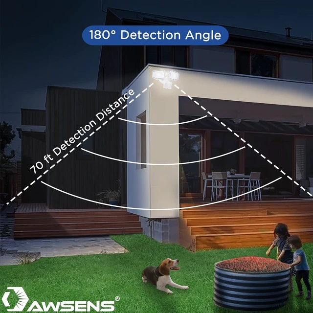 Alt view image 3 of 7 - 40W LED Security Lights Motion Sensor Light Outdoor, 180 Degree, 4000 LM, 5000 K, ETL Water Resistant, Clear 2 Head Motion Detector Flood Light for Garage, Yard (White)