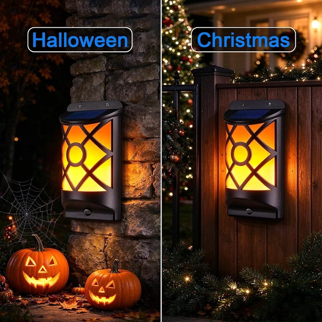 Alt view image 5 of 7 - Solar Flame Lights Outdoor, Fire Effect Wall Lanterns, 6 Pack