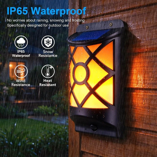 Alt view image 6 of 7 - Solar Flame Lights Outdoor, Fire Effect Wall Lanterns, 6 Pack
