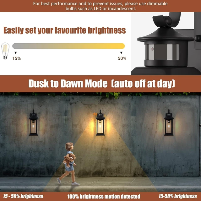 Alt view image 2 of 7 - Motion Sensor Dusk to Dawn Outdoor Lighting 18 Large