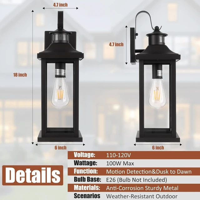 Alt view image 7 of 7 - Motion Sensor Dusk to Dawn Outdoor Lighting 18 Large