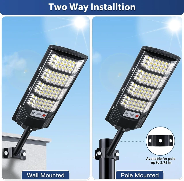 Alt view image 2 of 7 - Yusist 4 Pack Solar Street Lights Outdoor Waterproof, 6500K LED Motion Sensor Lights, Dusk to Dawn Solar Flood Lights with Remote,Parking Lot Light,Commercial Area Lighting for Outside